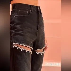 【関税込み】AREA ブラック Crystal Slit ジーンズ Crystal Slit Jean – AREA